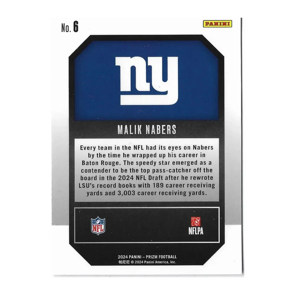 2024 Panini Prizm Malik Nabers Green Prizm Rookie Football Card